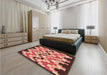 Patterned Tomato Red Rug in a Bedroom, pat1462org