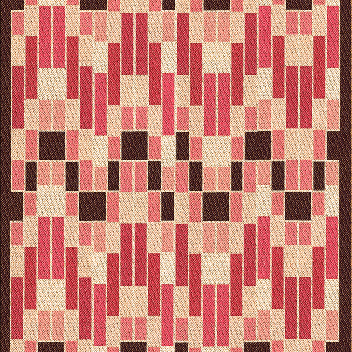 Patterned Tomato Red Rug, pat1462org