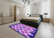 Patterned Bright Lilac Purple Rug in a Bedroom, pat1462pur