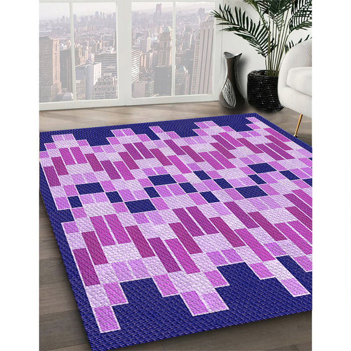 Machine Washable Transitional Bright Lilac Purple Rug in a Family Room, wshpat1462pur