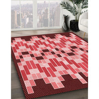 Patterned Light Coral Pink Rug, pat1462rd