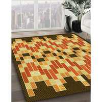 Patterned Saffron Yellow Rug, pat1462yw