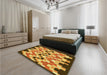 Patterned Saffron Yellow Rug in a Bedroom, pat1462yw