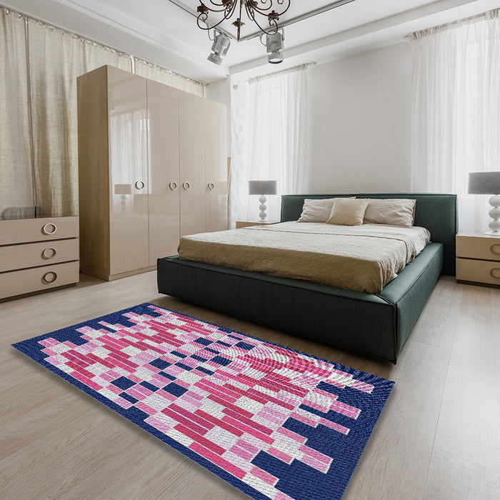 Patterned Purple Novelty Rug in a Bedroom, pat1462