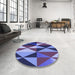 Round Patterned Sky Blue Rug in a Office, pat1463blu