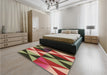 Patterned Tomato Red Rug in a Bedroom, pat1463brn