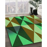 Patterned Army Green Rug, pat1463grn