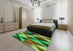 Patterned Army Green Rug in a Bedroom, pat1463grn