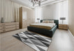 Patterned Dark Gray Rug in a Bedroom, pat1463gry