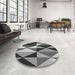 Round Patterned Dark Gray Rug in a Office, pat1463gry