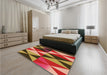 Patterned Tomato Red Rug in a Bedroom, pat1463org