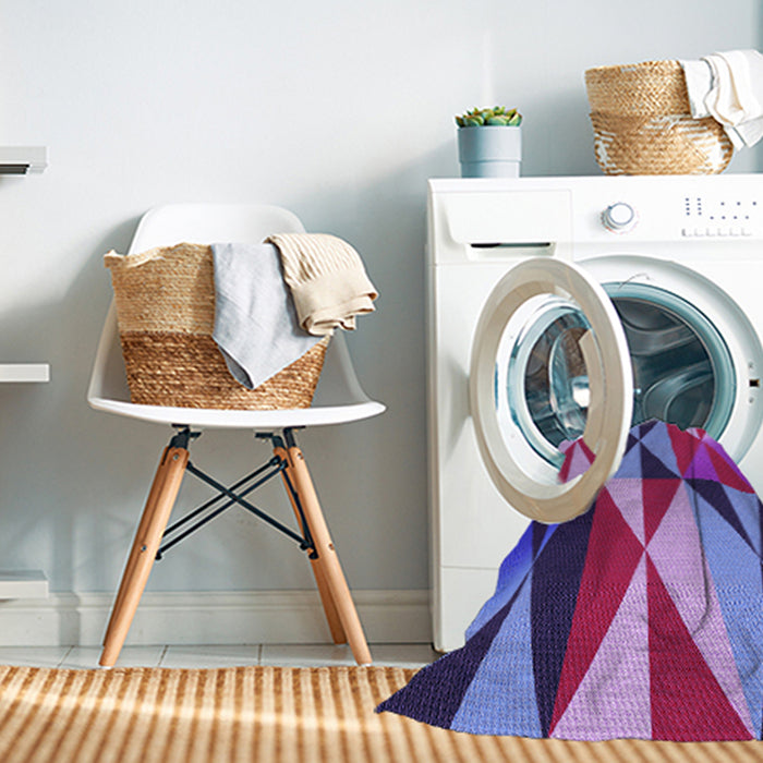 Machine Washable Transitional Dark Magenta Purple Rug in a Washing Machine, wshpat1463pur