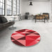 Round Patterned Red Rug in a Office, pat1463rd