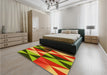 Patterned Green Rug in a Bedroom, pat1463yw