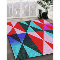 Patterned Denim Blue Novelty Rug, pat1463