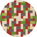 Square Machine Washable Transitional Ginger Brown Green Rug in a Living Room, wshpat1464brn