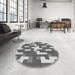 Round Patterned Cloud Gray Rug in a Office, pat1464gry