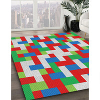 Patterned Light Green Novelty Rug, pat1464