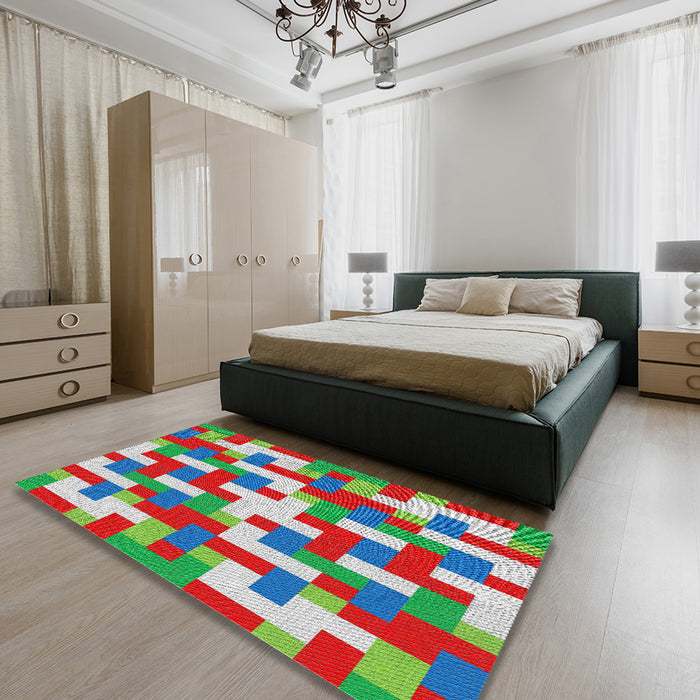 Patterned Light Green Novelty Rug in a Bedroom, pat1464