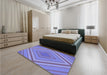 Patterned Slate Blue Rug in a Bedroom, pat1465blu