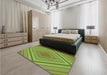 Patterned Green Rug in a Bedroom, pat1465grn