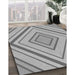 Patterned Platinum Gray Rug in Family Room, pat1465gry