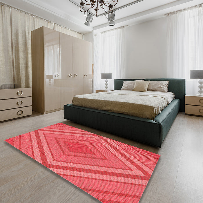 Patterned Red Rug in a Bedroom, pat1465rd