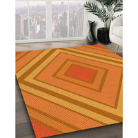 Patterned Orange Red Orange Rug, pat1465yw