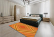 Patterned Orange Red Orange Rug in a Bedroom, pat1465yw