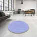 Round Patterned Blue Rug in a Office, pat1466blu