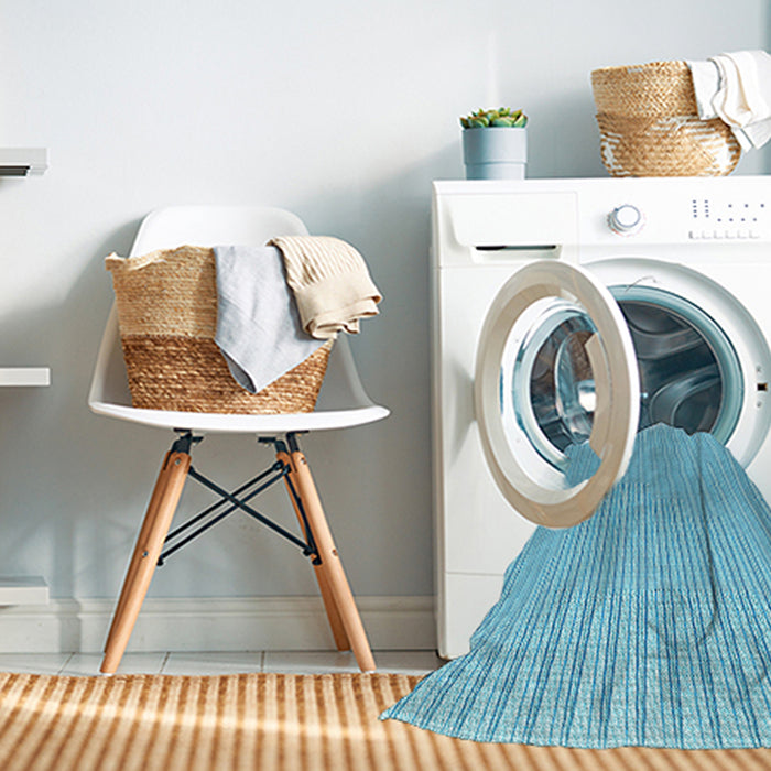 Machine Washable Transitional Blue Rug in a Washing Machine, wshpat1466lblu
