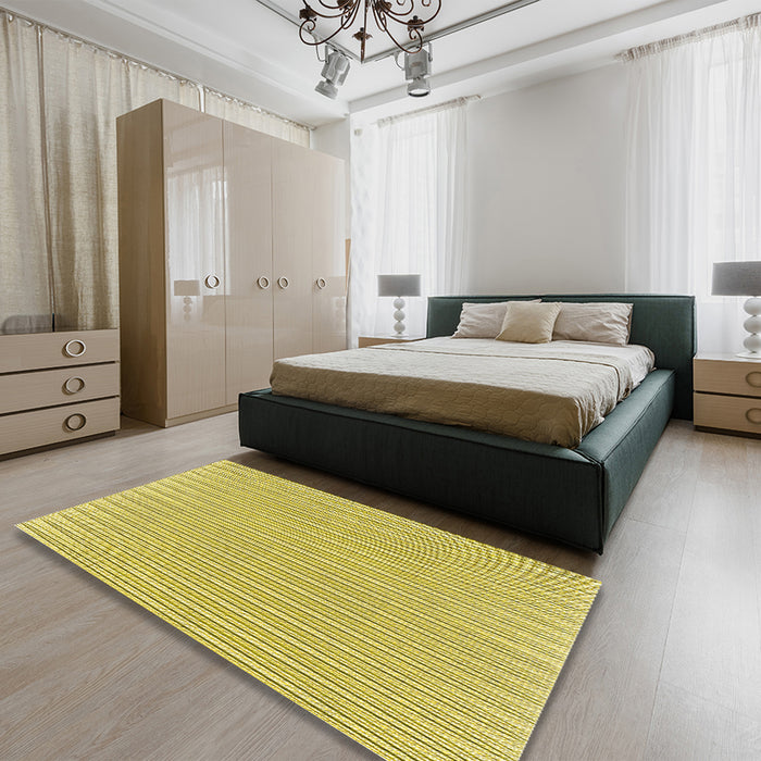 Patterned Dark Golden Brown Rug in a Bedroom, pat1466yw