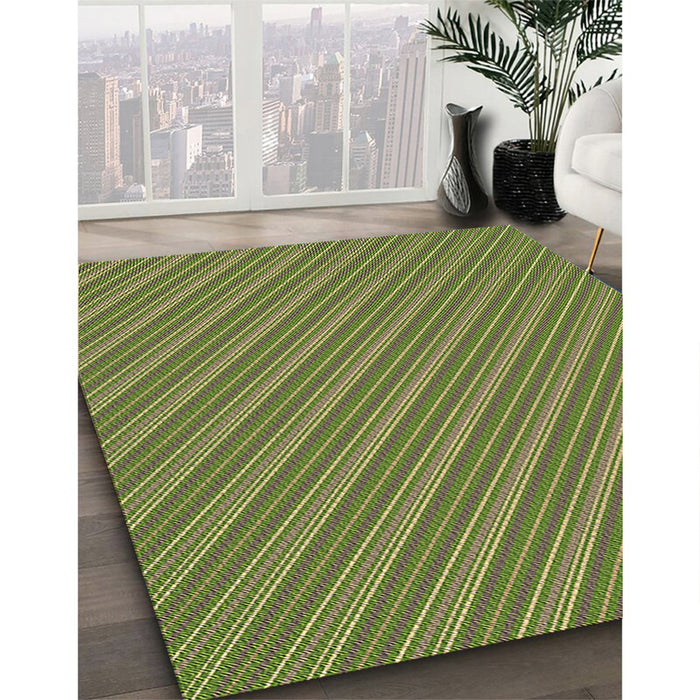 Patterned Pistachio Green Rug in Family Room, pat1467brn