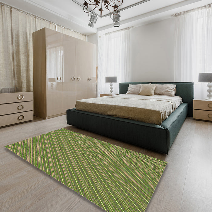 Round Machine Washable Transitional Pistachio Green Rug in a Office, wshpat1467brn