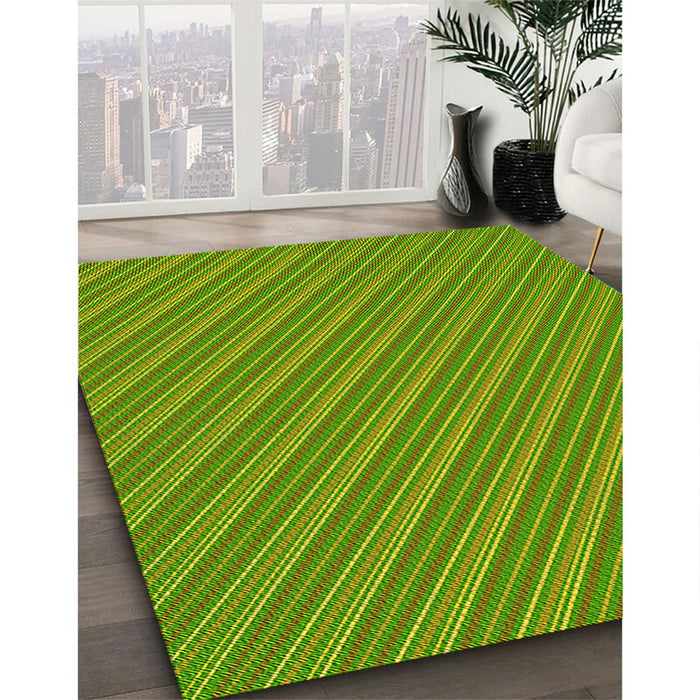 Patterned Green Rug in Family Room, pat1467yw