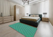 Patterned Dark Cyan Green Novelty Rug in a Bedroom, pat1467