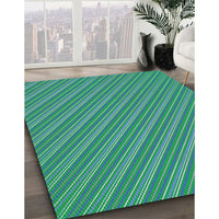 Patterned Dark Cyan Green Novelty Rug, pat1467