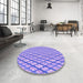 Round Patterned Mauve Purple Rug in a Office, pat1468pur