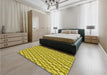 Patterned Bold Yellow Rug in a Bedroom, pat1468yw