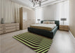 Patterned Pistachio Green Rug in a Bedroom, pat1469brn