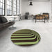 Round Patterned Pistachio Green Rug in a Office, pat1469brn