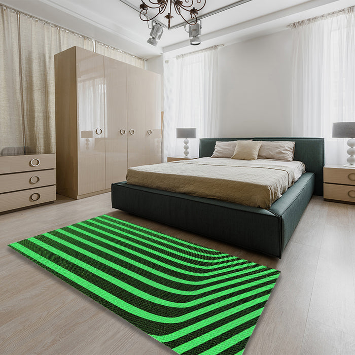 Patterned Lime Green Rug in a Bedroom, pat1469grn