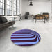 Round Patterned Dark Purple Rug in a Office, pat1469pur