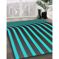 Patterned Bright Turquoise Blue Novelty Rug, pat1469