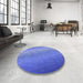 Round Patterned Sky Blue Rug in a Office, pat147blu