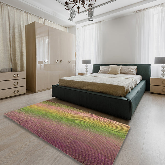 Patterned Sienna Brown Rug in a Bedroom, pat147brn