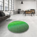 Round Patterned Forest Green Rug in a Office, pat147grn