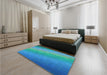 Patterned Blue Rug in a Bedroom, pat147lblu