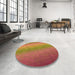 Round Patterned Red Rug in a Office, pat147org