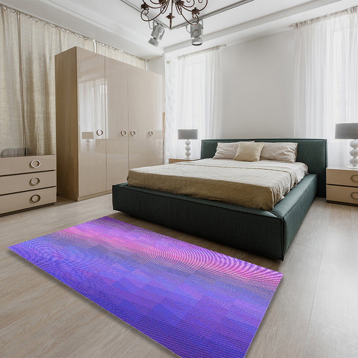 Patterned Purple Rug in a Bedroom, pat147pur